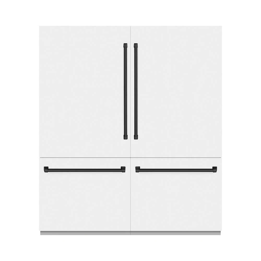 Autograph Edition 72 In. 39.6 Cu. Ft. French Door Built-in Bottom Freezer Refrigerator With Water Dispensers And Ice Makers In White Matte And Matte Black Accents