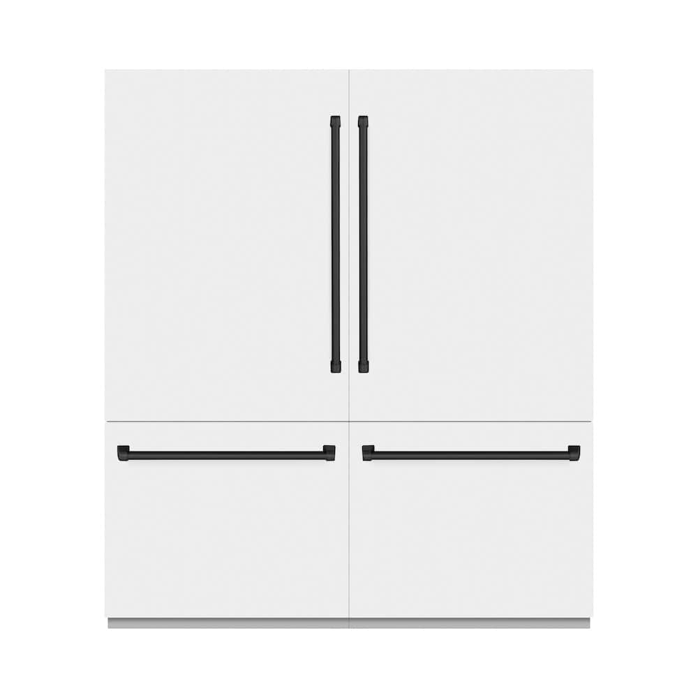 Autograph Edition 72 In. 39.6 Cu. Ft. French Door Built-in Bottom Freezer Refrigerator With Water Dispensers And Ice Makers In White Matte And Matte Black Accents