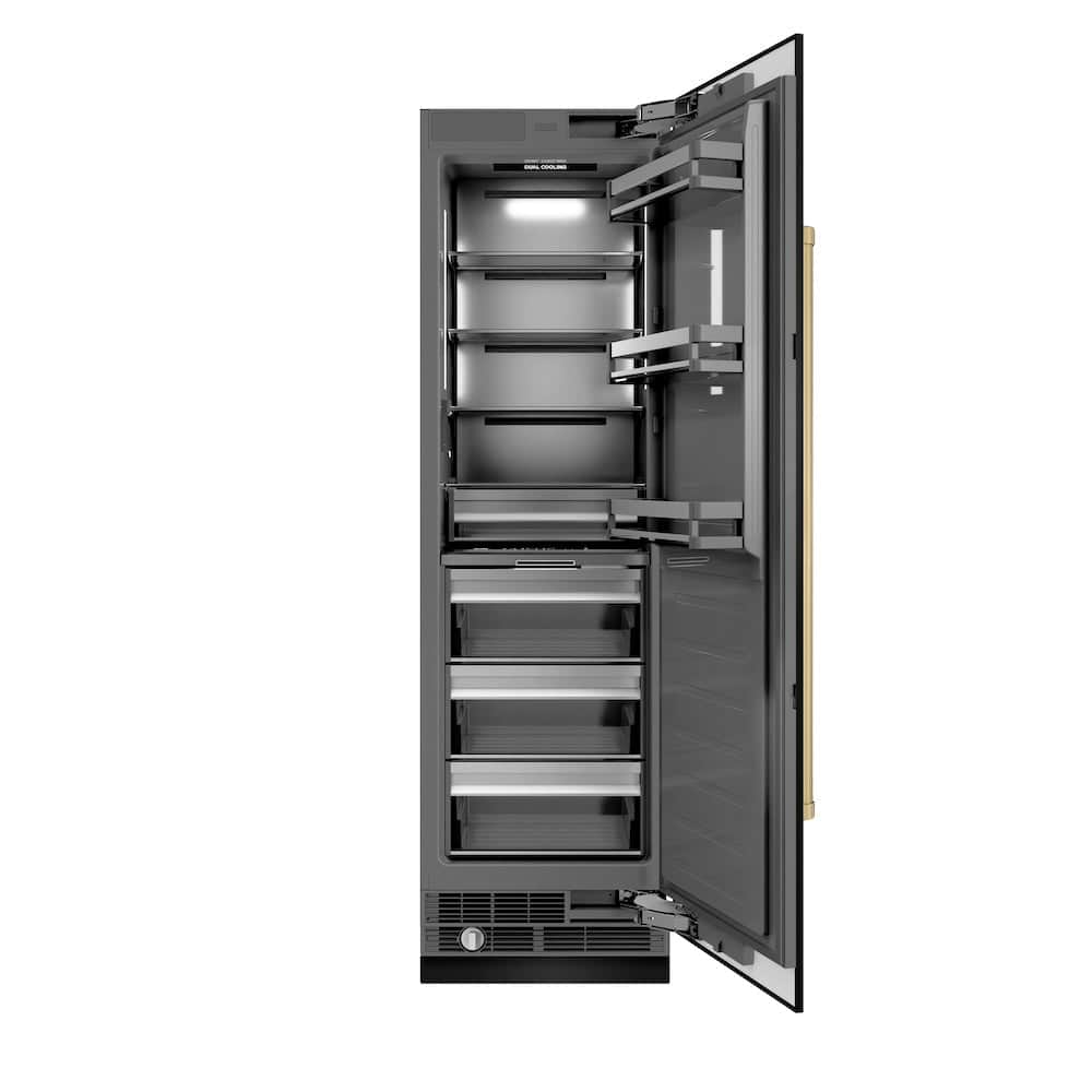 Autograph Edition 24 In. 12.5 Cu. Ft. Column Refrigerator In Black Stainless Steel With Graphite Gray Interior And Champagne Bronze Accents
