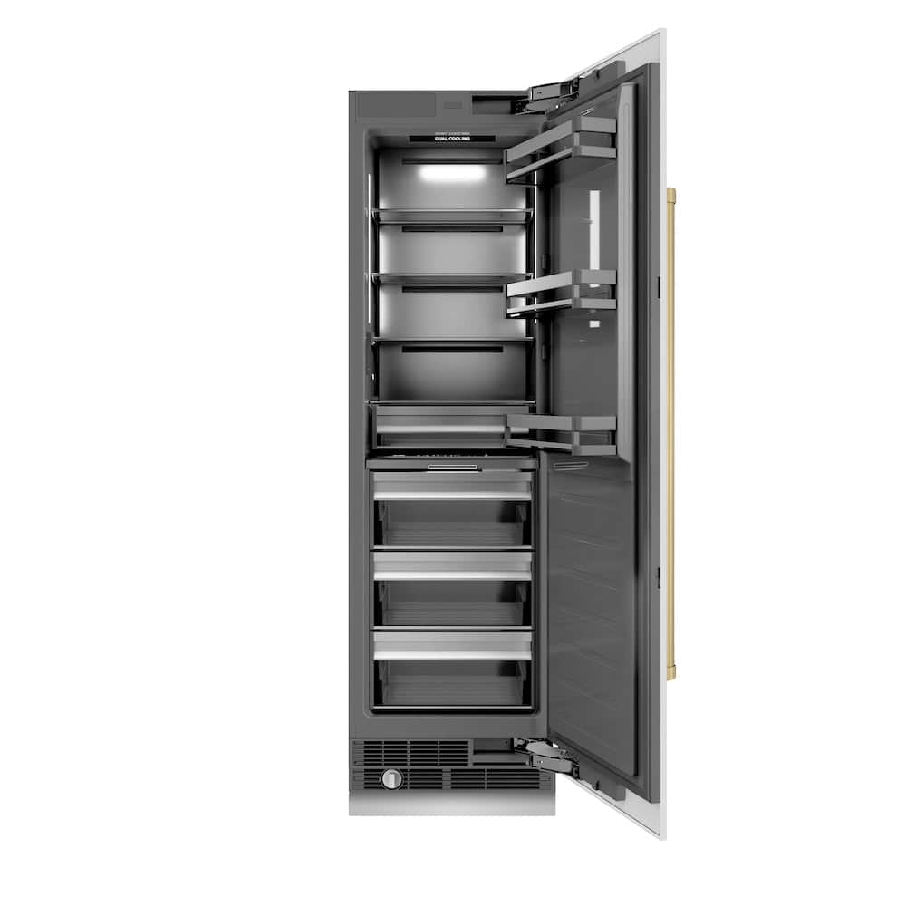 Autograph Edition 24 In. 12.5 Cu. Ft. Column Refrigerator In White Matte With Graphite Gray Interior And Champagne Bronze Accents