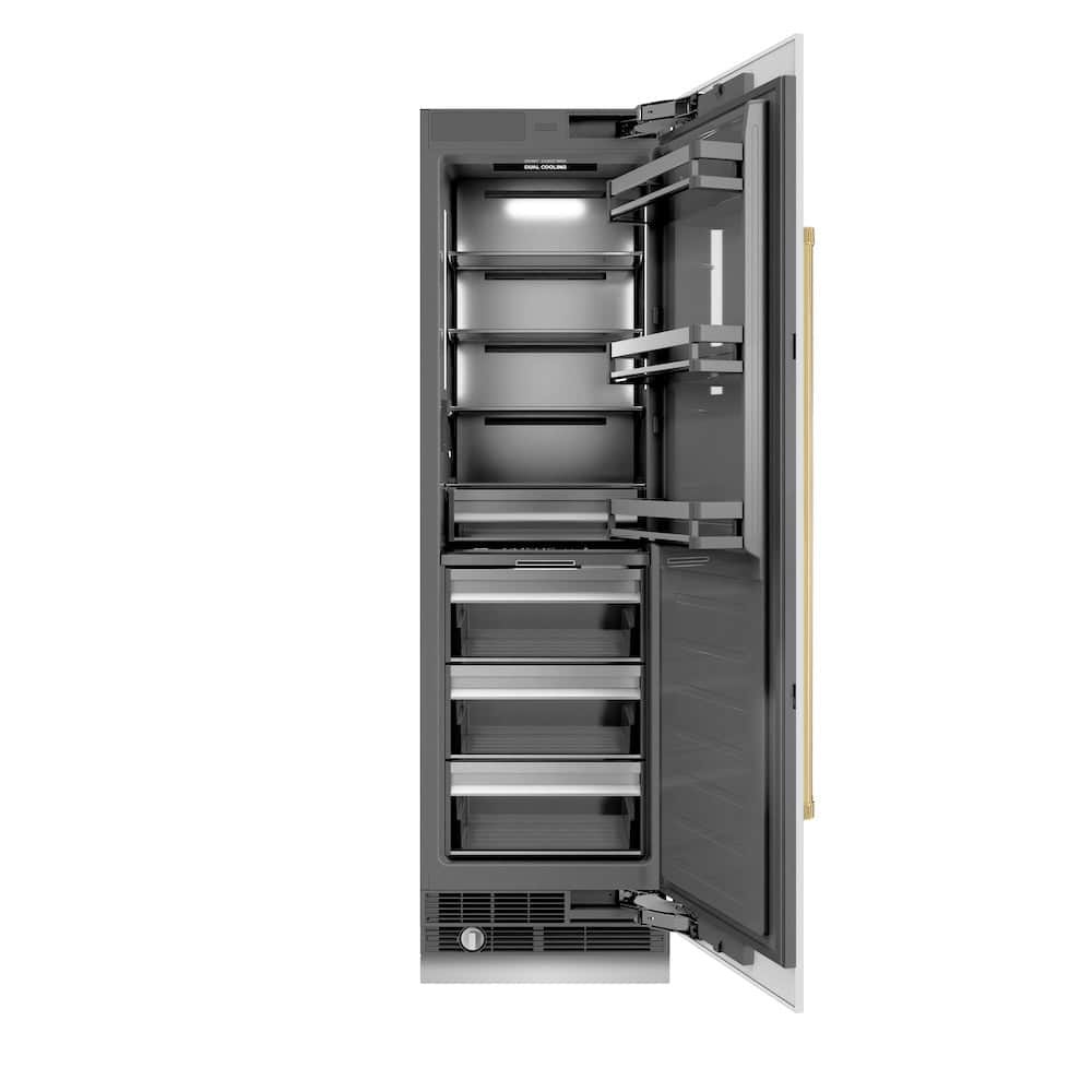 Autograph Edition 24 In. 12.5 Cu. Ft. Column Refrigerator In White Matte With Graphite Gray Interior And Polished Gold Accents