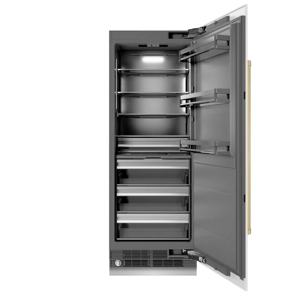 Autograph Edition 30 In. 16.7 Cu. Ft. Column Refrigerator In White Matte With Graphite Gray Interior And Champagne Bronze Accents
