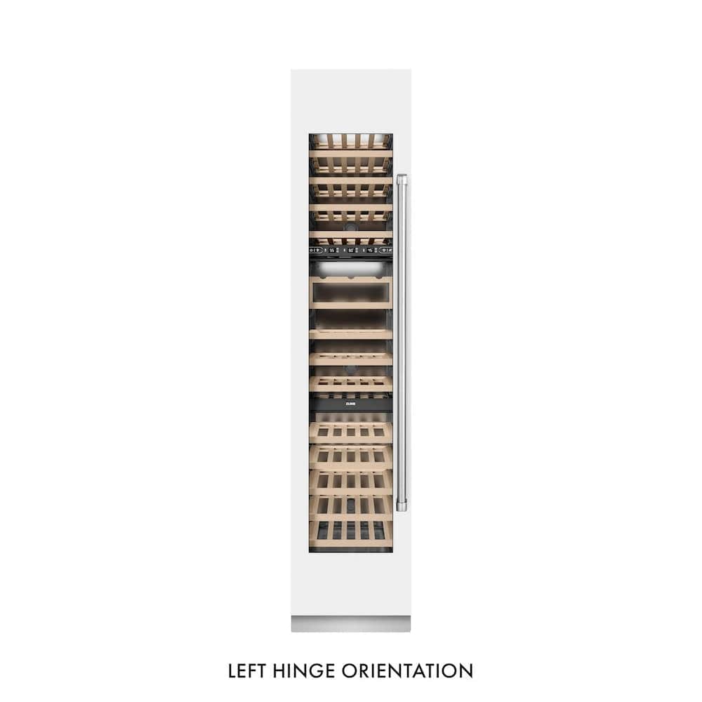 18 In. 9.0 Cu. Ft. Triple Zone 68 Bottle Left Hinge Column Wine Cooler In White Matte