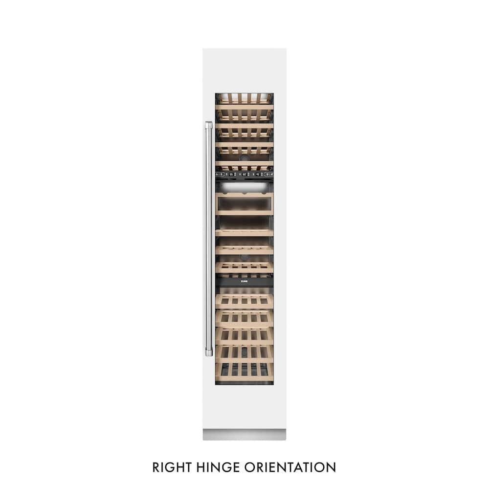 18 In. 9.0 Cu. Ft. Triple Zone 68 Bottle Right Hinge Column Wine Cooler In White Matte