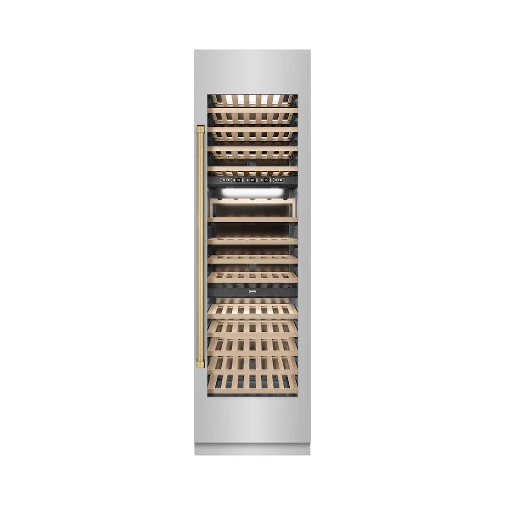 Autograph Edition 24 In. 12.4 Cu. Ft. Triple Zone 100 Bottle Column Wine Cooler In Stainless Steel And Champagne Bronze Accents