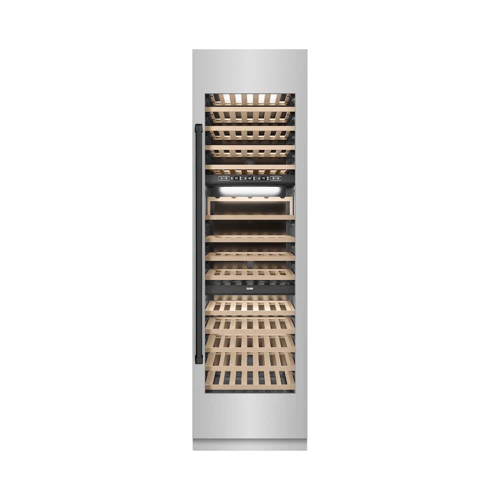 Autograph Edition 24 In. 12.4 Cu. Ft. Triple Zone 100 Bottle Column Wine Cooler In Stainless Steel And Matte Black Accents