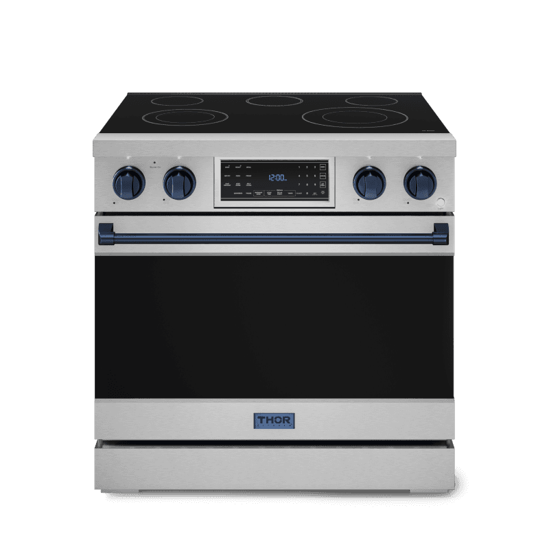 36 Inch Professional Electric Range With Tilt Panel Touch Control In Stainless Steel/navy Blue Gordon Ramsay Series