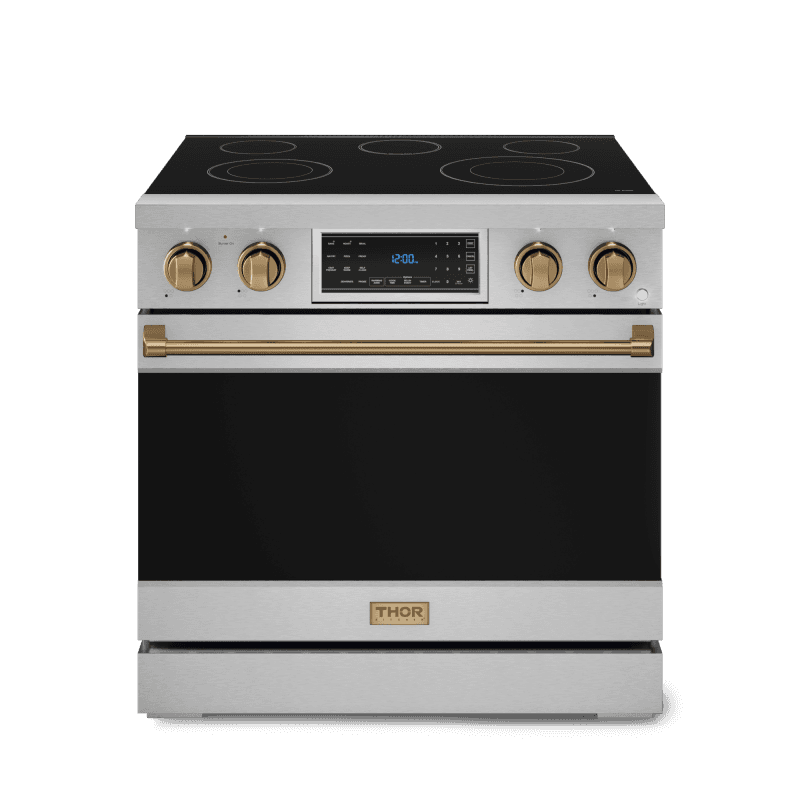 36 Inch Professional Electric Range With Tilt Panel Touch Control In Stainless Steel/bronze Gordon Ramsay Series
