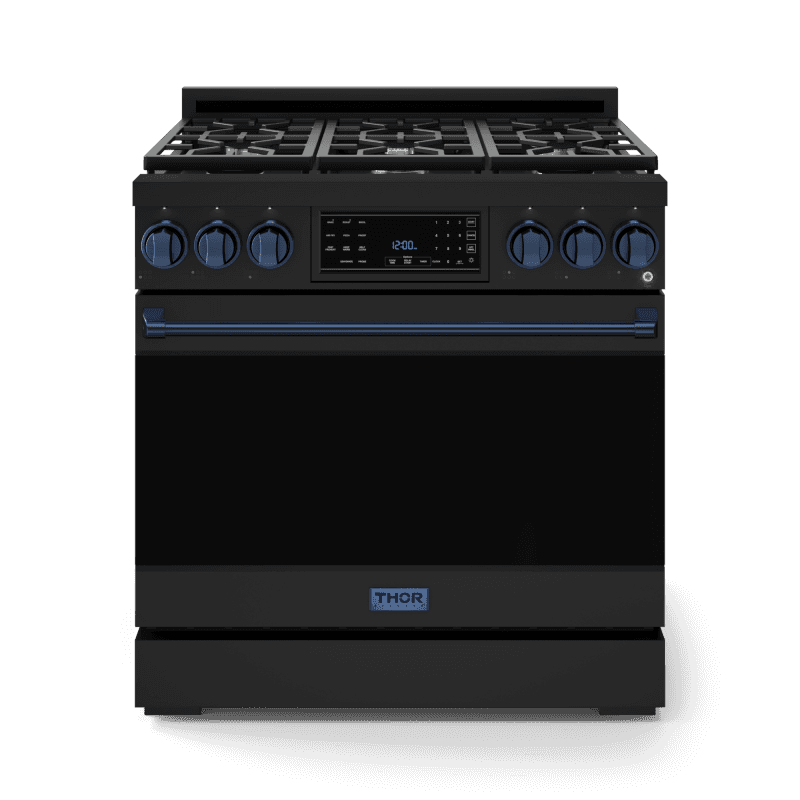 36 Inch Professional Gas Range With Tilt Panel Touch Control In Black/navy Blue Gordon Ramsay Series