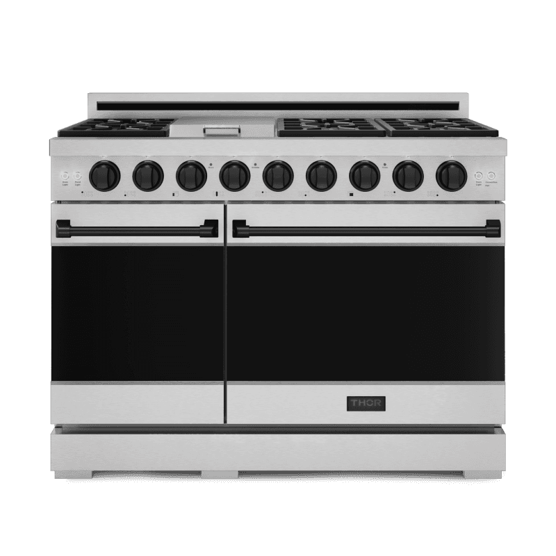 48 Inch Professional Gas Range With Pro-style Knobs In Stainless Steel/black Gordon Ramsay Series