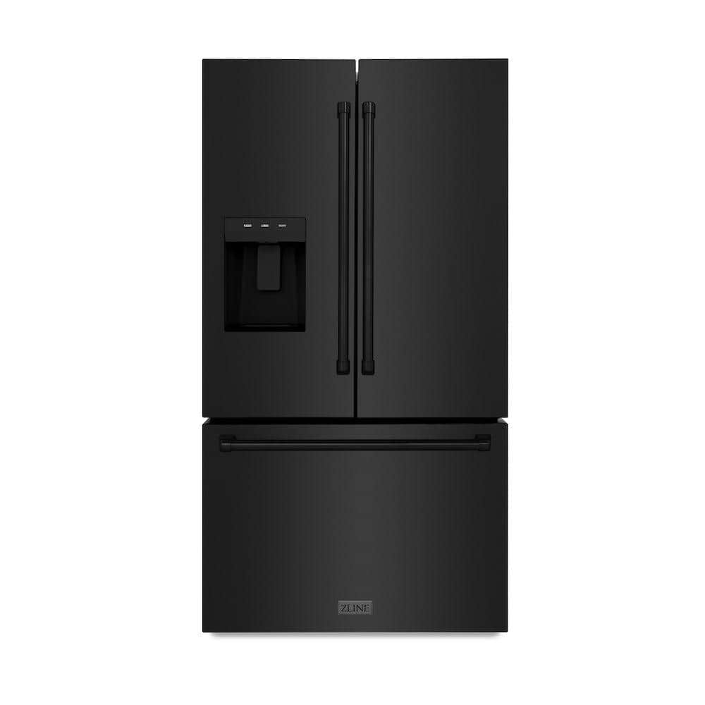 36 In. 28.9 Cu. Ft. Standard-depth French Door External Water Dispenser Refrigerator With Dual Ice Maker In Fingerprint-resistant Black Stainless Steel