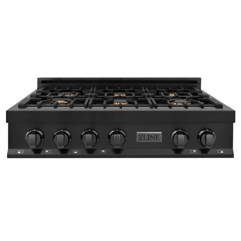 36" Porcelain Gas Stovetop with 6 Gas Brass Burners