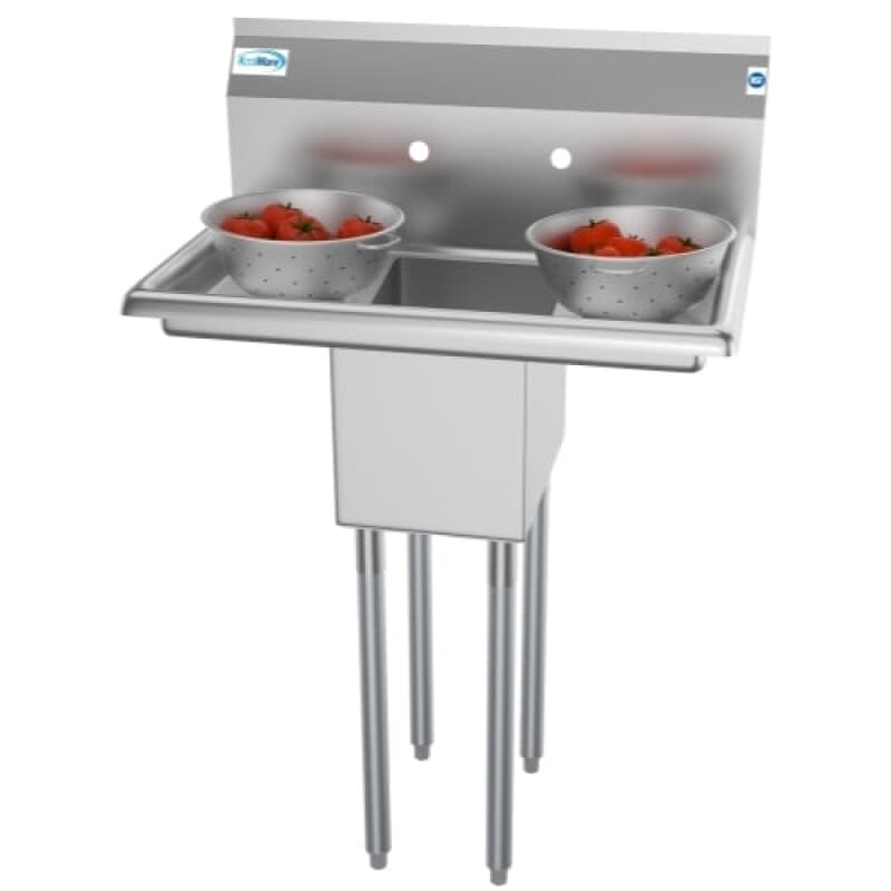 30 in. One Compartment Stainless Steel Commercial Sink with 2 Drainboards, Bowl Size 10" x 14" x 10