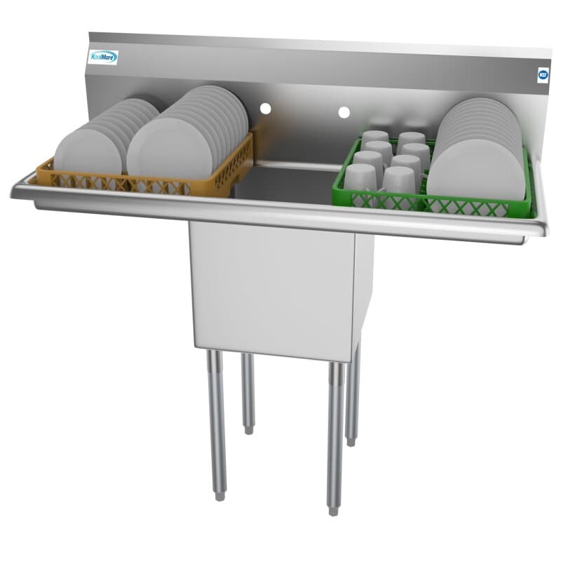 45 in. One Compartment Stainless Steel Commercial Sink with Drainboards, Bowl Size 15"x 15"x 12