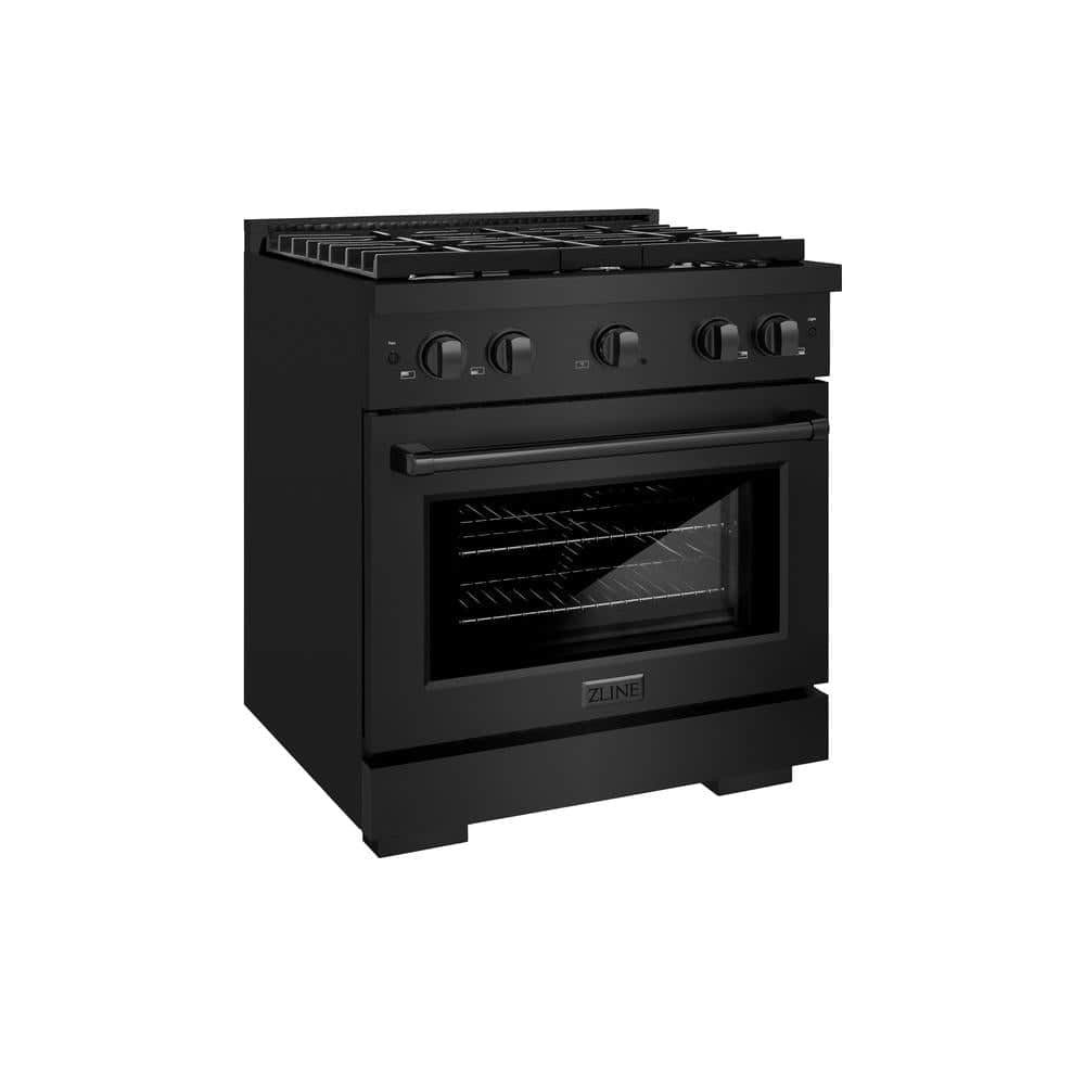 30 In. 4.2 Cu. Ft. Paramount Dual Fuel Range With 4 Burner Gas Cooktop And Electric Convection Oven In Black Stainless Steel