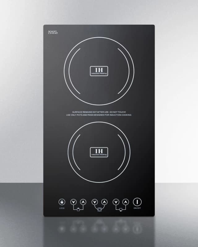 12" Wide 230V 2-Burner Induction Cooktop