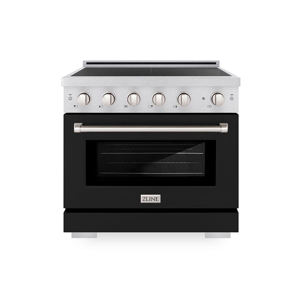 36 In. 5.2 Cu. Ft. Paramount Induction Range With 5 Element Cooktop And Electric Convection Oven In Satin Stainless Steel With Black Matte Door