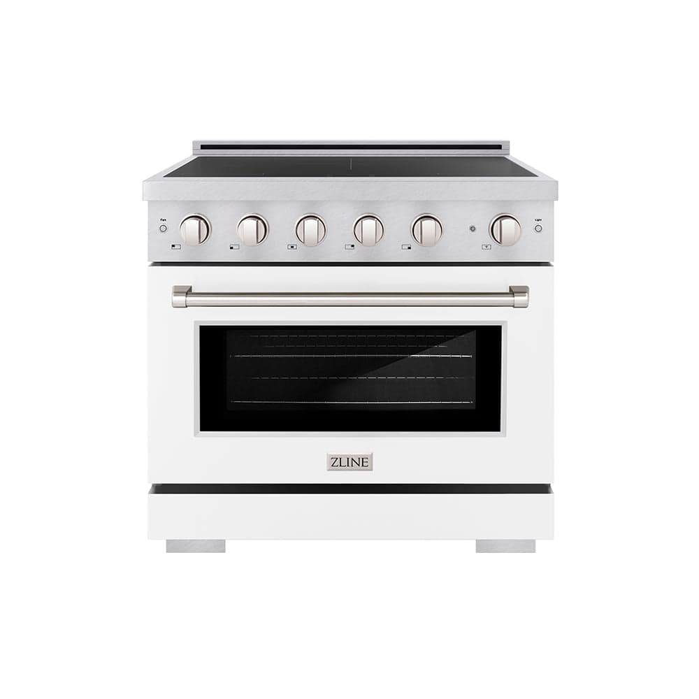 36 In. 5.2 Cu. Ft. Paramount Induction Range With 5 Element Cooktop And Electric Convection Oven In Satin Stainless Steel With White Matte Door