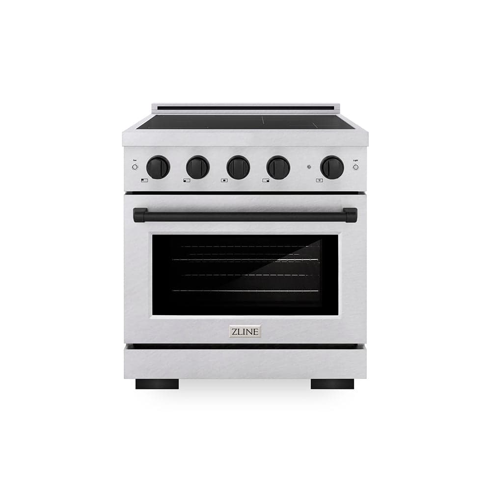 Autograph Edition 30 In. 4.2 Cu. Ft. Paramount Induction Range With 4 Element Cooktop And Electric Convection Oven In Satin Stainless Steel With Matte Black Accents