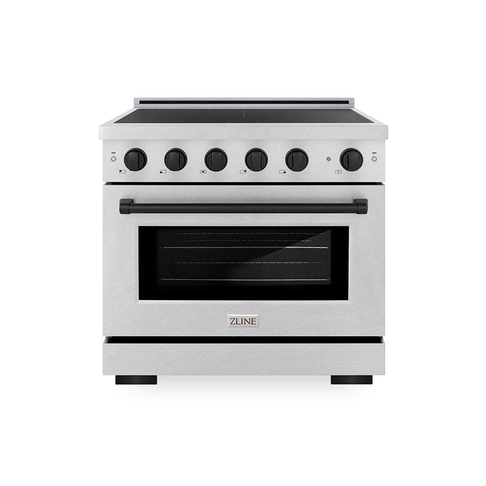 Autograph Edition 36 In. 5.2 Cu. Ft. Paramount Induction Range With 5 Element Cooktop And Electric Convection Oven In Satin Stainless Steel With Matte Black Accents