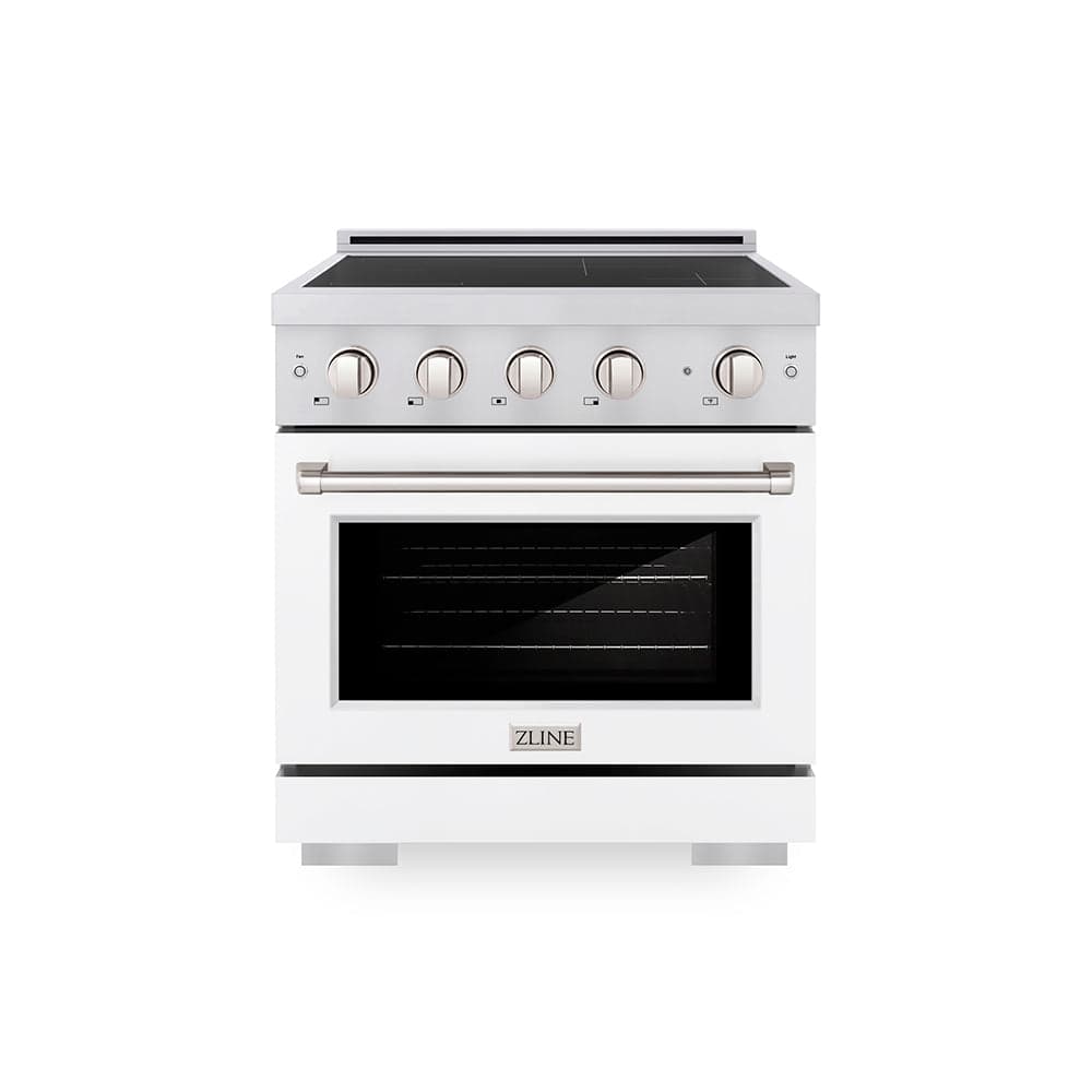 30 In. 4.2 Cu. Ft. Paramount Induction Range With 4 Element Cooktop And Electric Convection Oven In Stainless Steel With White Matte Door