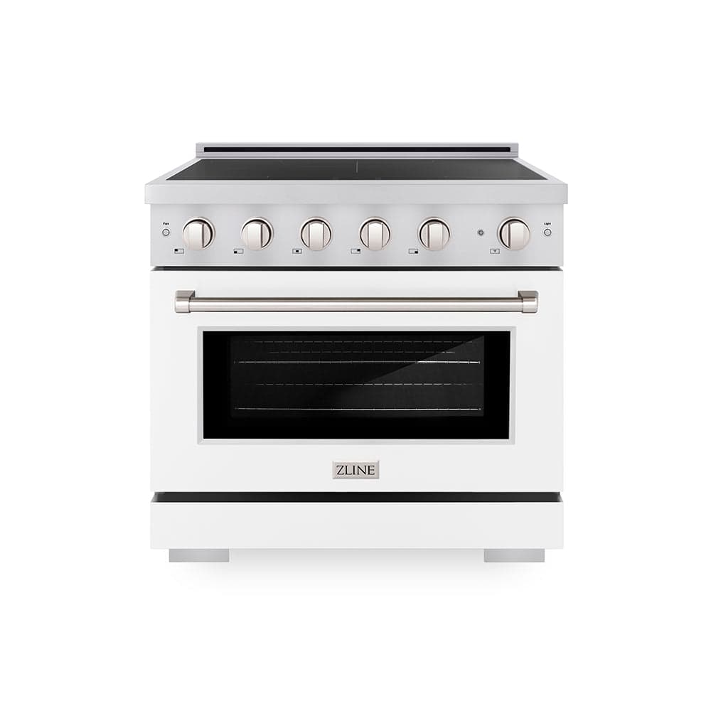 36 In. 5.2 Cu. Ft. Paramount Induction Range With 5 Element Cooktop And Electric Convection Oven In Stainless Steel With White Matte Door