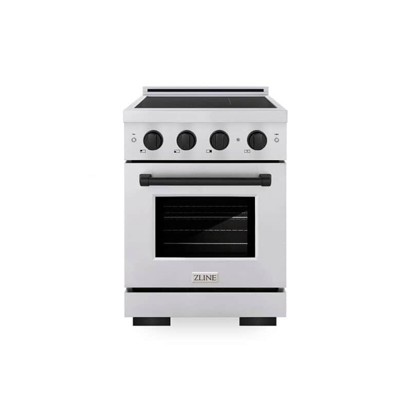 Autograph Edition 24 In. 3.2 Cu. Ft. Paramount Induction Range With 3 Element Cooktop And Electric Convection Oven In Stainless Steel With Matte Black Accents