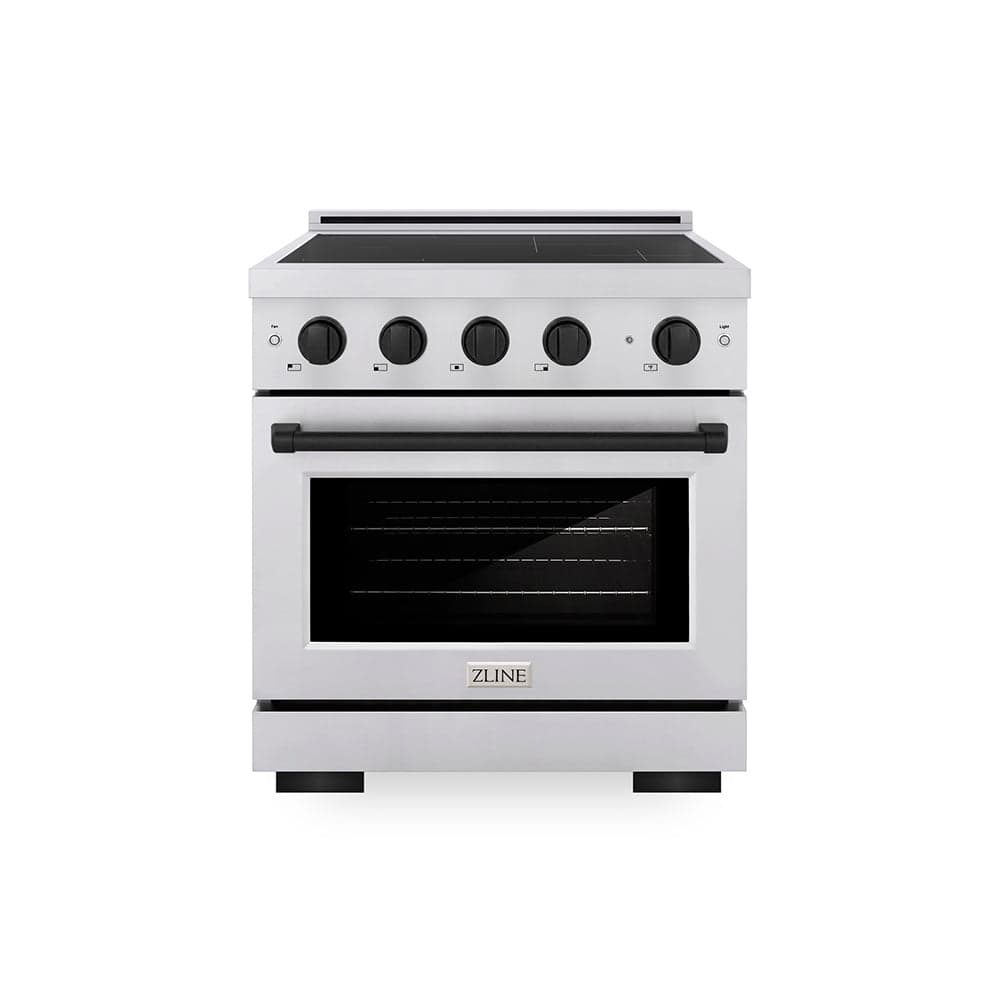 Autograph Edition 30 In. 4.2 Cu. Ft. Paramount Induction Range With 4 Element Cooktop And Electric Convection Oven In Stainless Steel With Matte Black Accents
