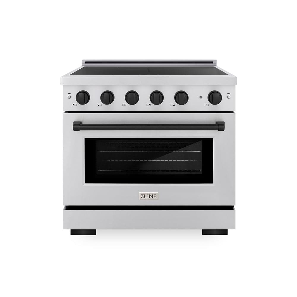 Autograph Edition 36 In. 5.2 Cu. Ft. Paramount Induction Range With 5 Element Cooktop And Electric Convection Oven In Stainless Steel With Matte Black Accents