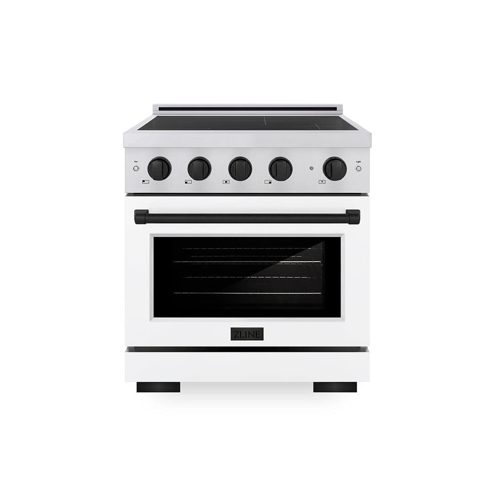 Autograph Edition 30 In. 4.2 Cu. Ft. Paramount Induction Range With 4 Element Cooktop And Electric Convection Oven In Stainless Steel With White Matte Door And Matte Black Accents