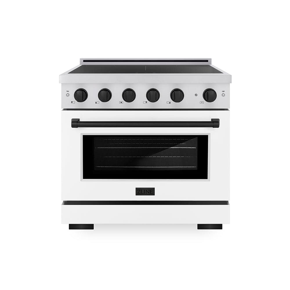 Autograph Edition 36 In. 5.2 Cu. Ft. Paramount Induction Range With 5 Element Cooktop And Electric Convection Oven In Stainless Steel With White Matte Door And Matte Black Accents