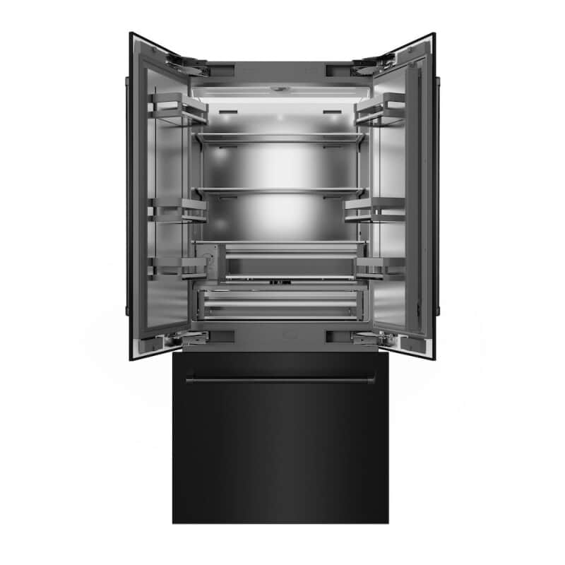 36 In. 19.6 Cu. Ft. French Door Built-in Bottom Freezer Refrigerator With Water Dispenser And Ice Maker In Black Stainless Steel With Stainless Steel Interior