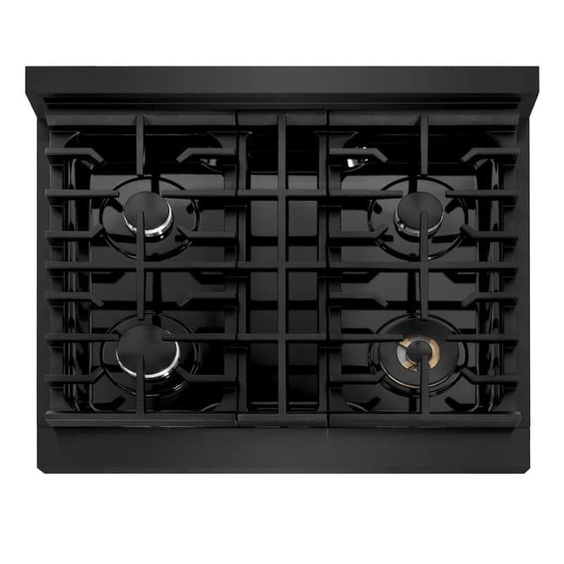 30 In. Paramount Gas Rangetop With 4 Burners And Porcelain Cooktop In Black Stainless Steel