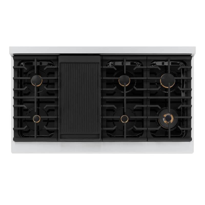 Autograph Edition 48 In. Paramount Gas Rangetop With 8 Burners And Porcelain Cooktop In Stainless Steel With Champagne Bronze Accents
