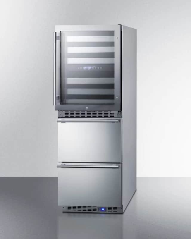 24" Wide Combination Dual-Zone Wine Cellar and 2-Drawer All-Refrigerator