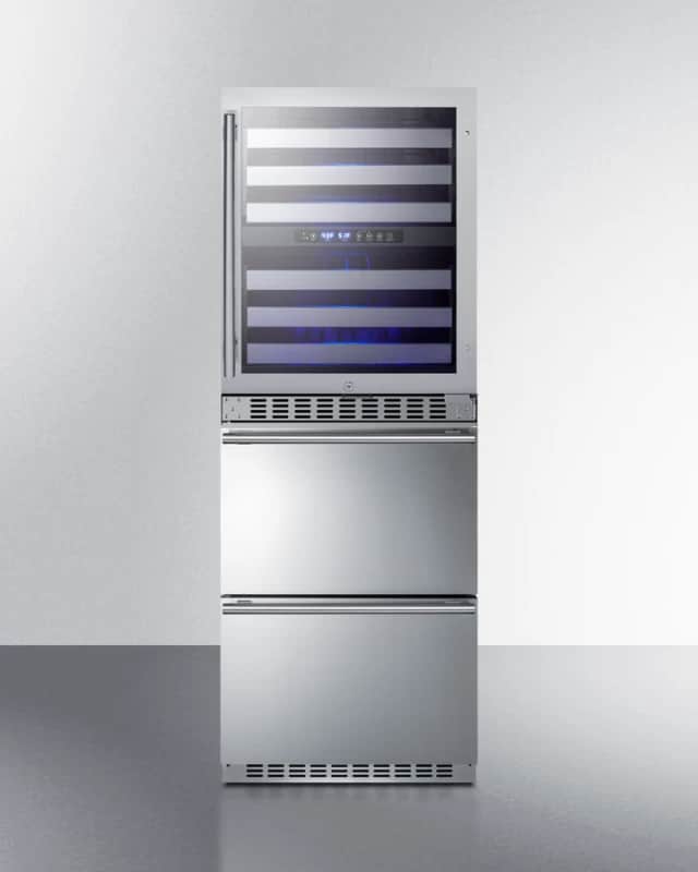 24" Wide Combination Dual-Zone Wine Cellar and 2-Drawer Refrigerator-Freezer