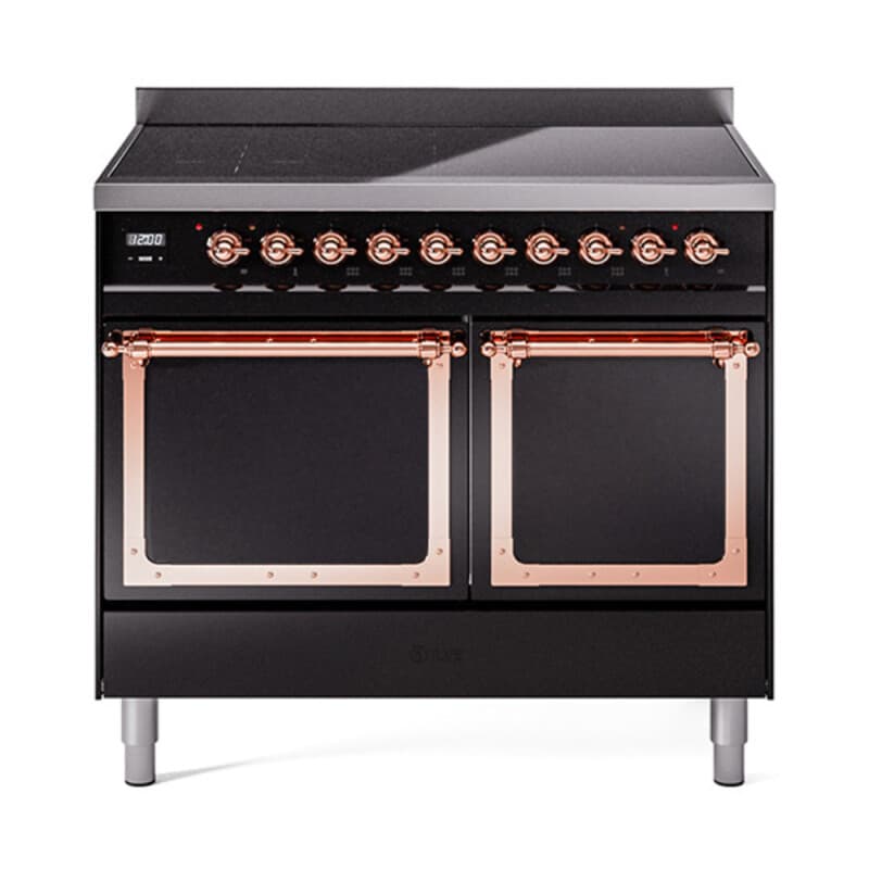 Nostalgie II Noblesse 40″ Induction Range (Solid Door, Glossy Black, Copper)