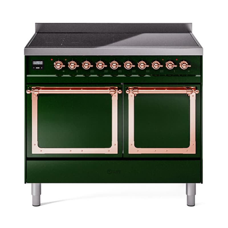 Nostalgie II Noblesse 40″ Induction Range (Solid Door, Emerald Green, Copper)