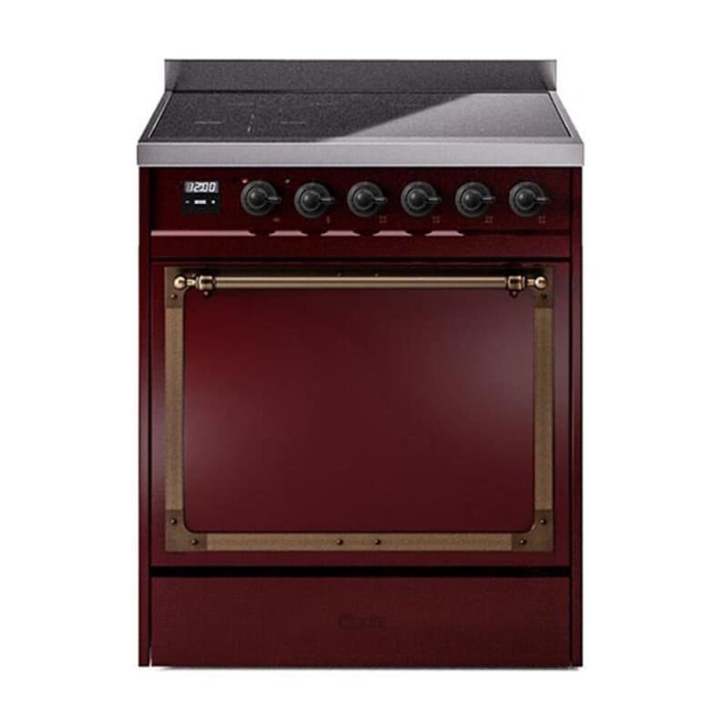 Nostalgie II Noblesse 30″ Induction Range (Solid Door, Burgundy, Burnished)