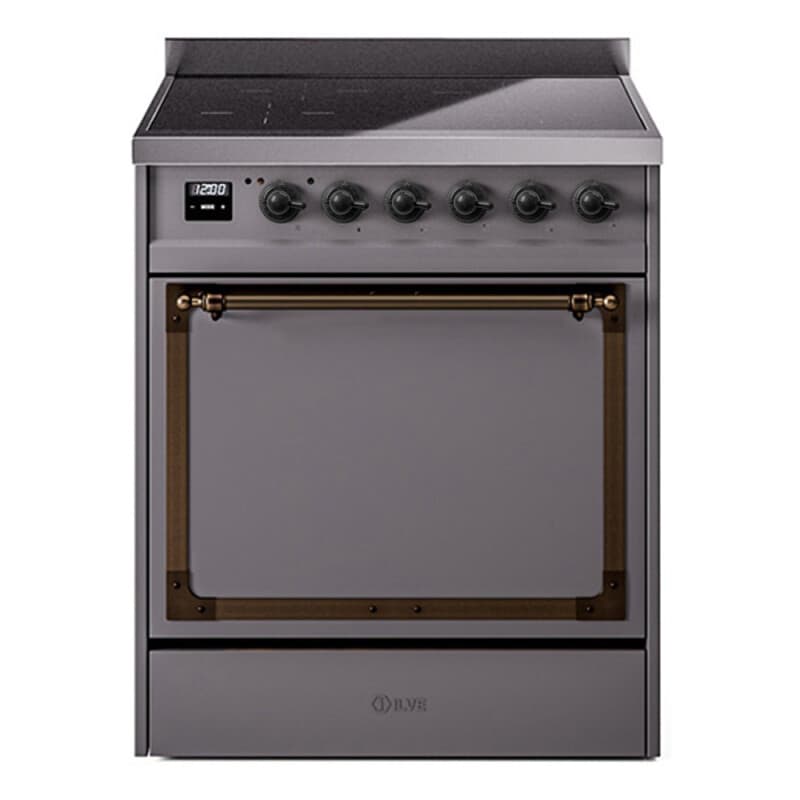 Nostalgie II Noblesse 30″ Induction Range (Solid Door, Graphite Matte, Burnished)
