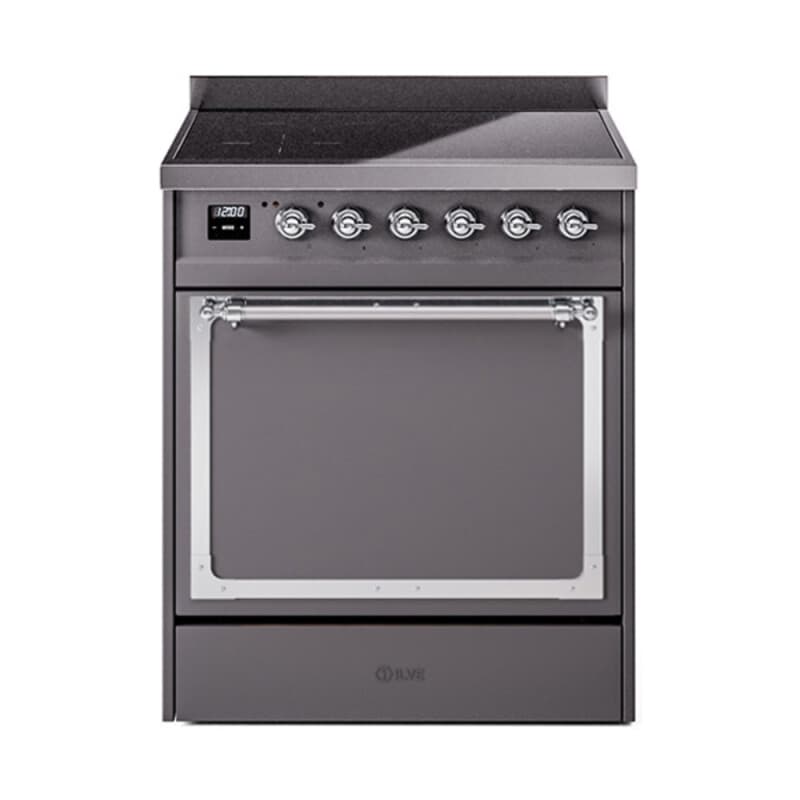 Nostalgie II Noblesse 30″ Induction Range (Solid Door, Graphite Matte, Chrome)