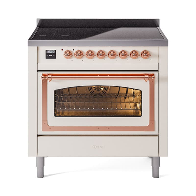 Nostalgie II Noblesse 36″ Induction Range (Triple Glass Door, Antique White, Copper)