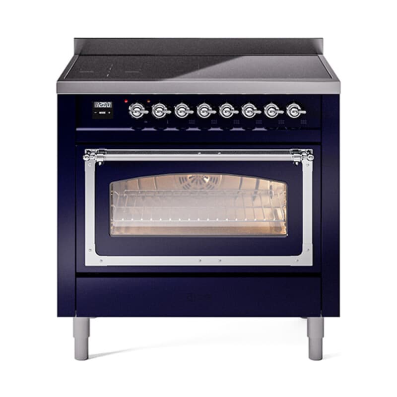 Nostalgie II Noblesse 36″ Induction Range (Triple Glass Door, Midnight Blue, Chrome)