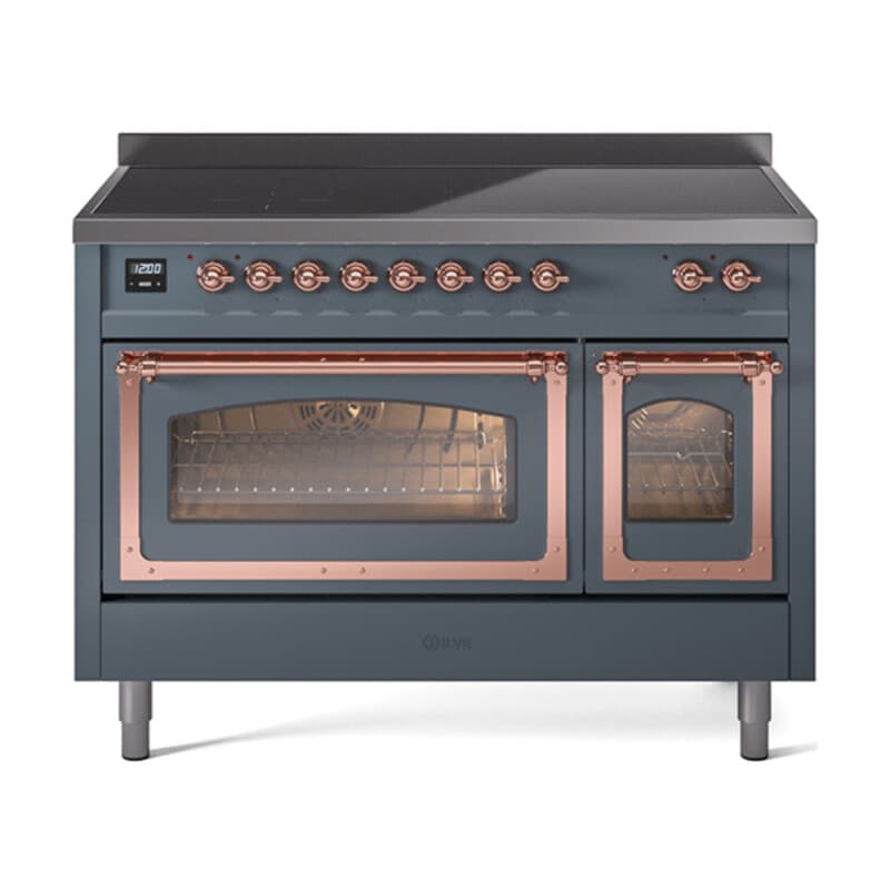 Nostalgie II Noblesse 48″ Induction Range (Triple Glass Door, Blue Grey, Copper)