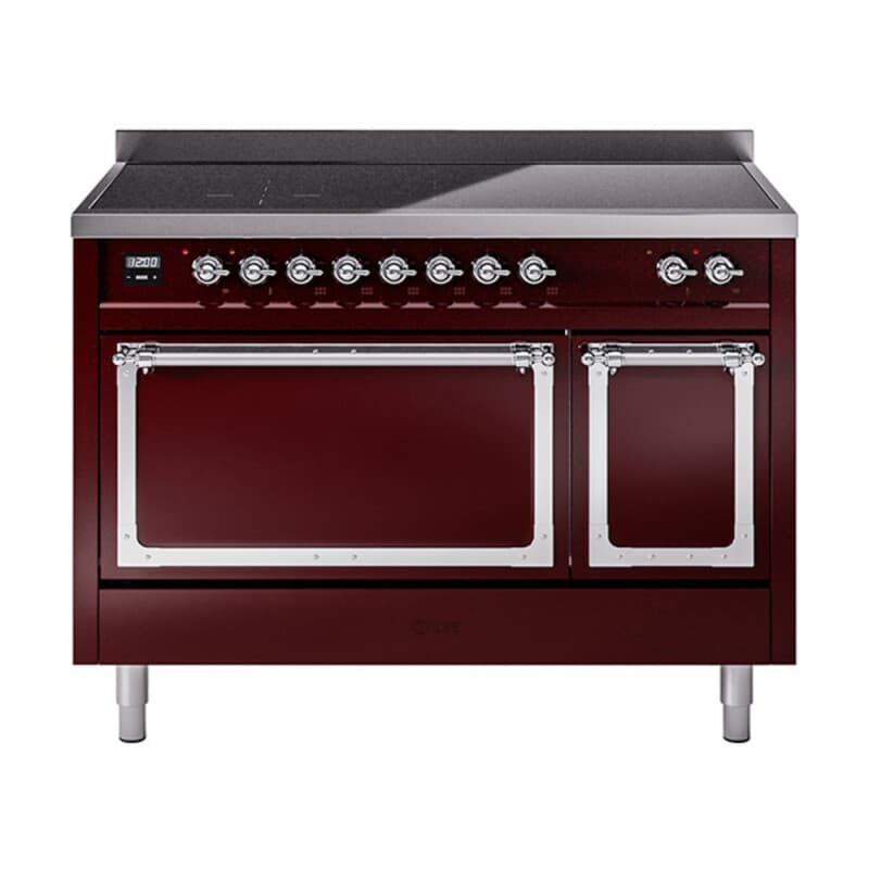 Nostalgie II Noblesse 48″ Induction Range (Solid Door, Burgundy, Chrome)