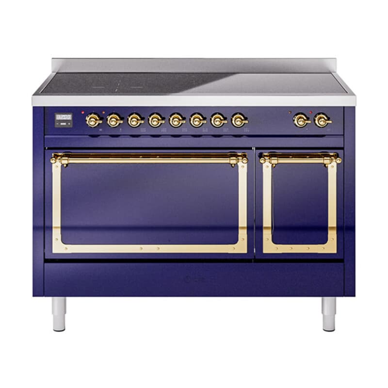 Nostalgie II Noblesse 48″ Induction Range (Solid Door, Midnight Blue, Brass)