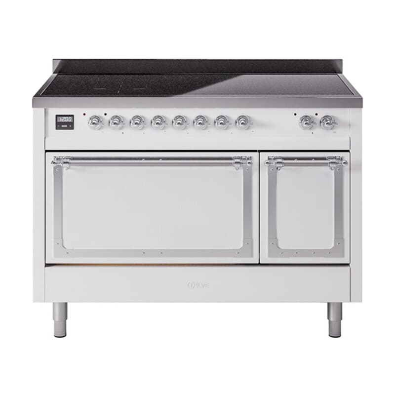 Nostalgie II Noblesse 48″ Induction Range (Solid Door, White, Chrome)