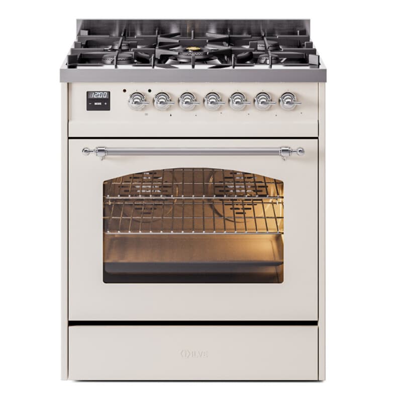 Nostalgie II 30 UP30NMPAWC Freestanding Dual Fuel Range with 5 Sealed Burners Single Oven with Triple Glass Door with Chrome knobs