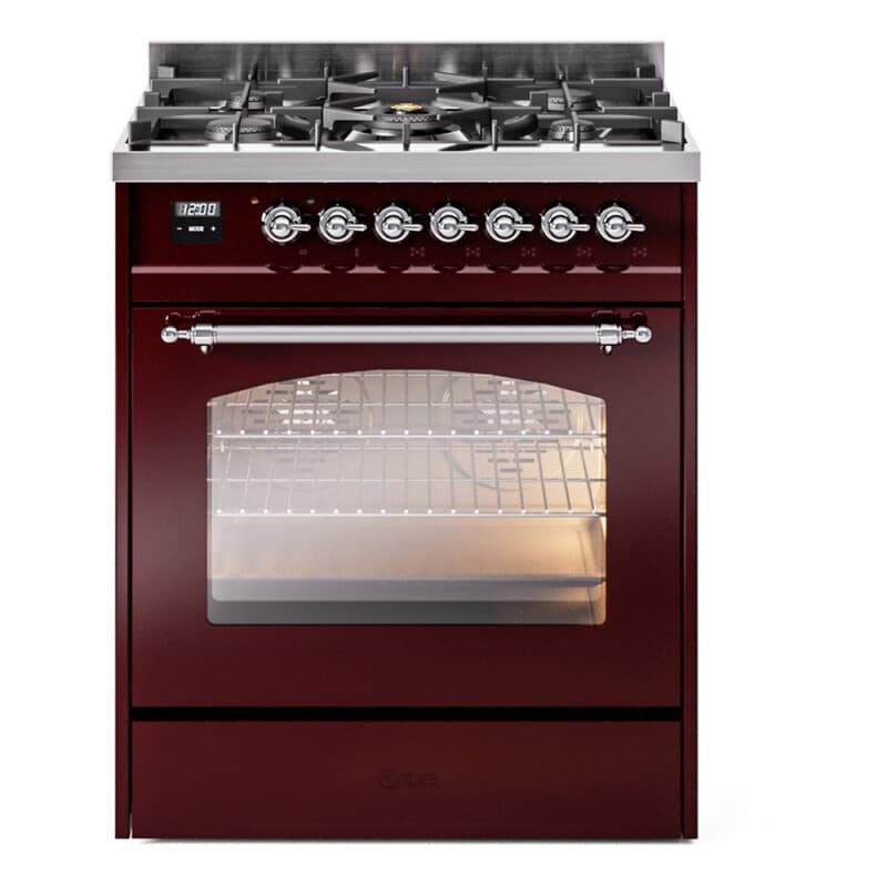 Nostalgie II 30 UP30NMPBUC Freestanding Dual Fuel Range with 5 Sealed Burners Single Oven with Triple Glass Door with Chrome knobs