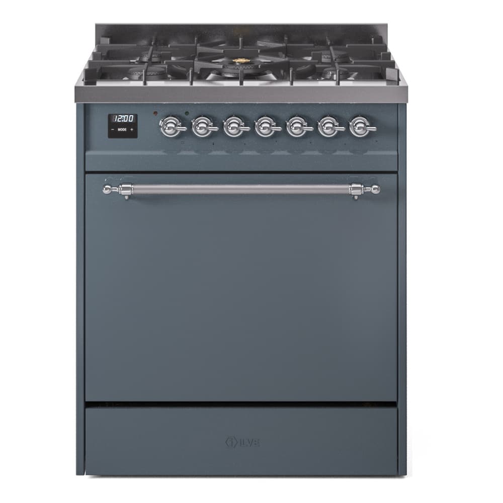 Nostalgie II 30 UP30QNMPBGC Freestanding Dual Fuel Range with 5 Sealed Burners Single Oven with Solid Door with Chrome knobs